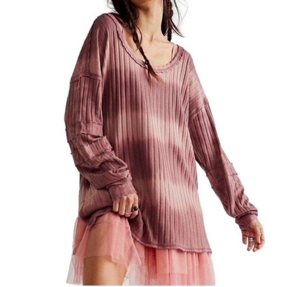 We The Free Free‎ People Sunset Tee in Chocolate Merlot Size XS Lagen Look Boho - Picture 1 of 9
